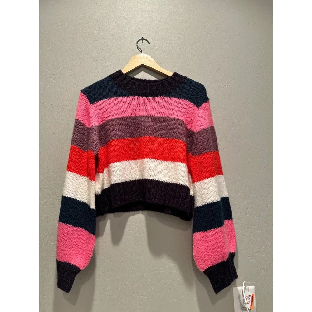 Rolla's Covergirl Gigi Knit Sweater Large Striped Wool‎ Blend Balloon Sleeves
